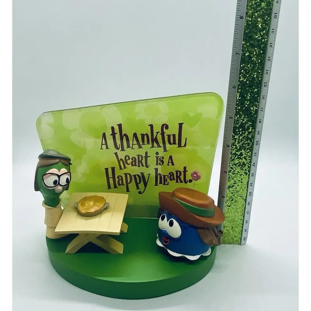 Vintage 1999 Veggie Tales Hallmark A Thankful Heart Is A Happy Heart Figure New